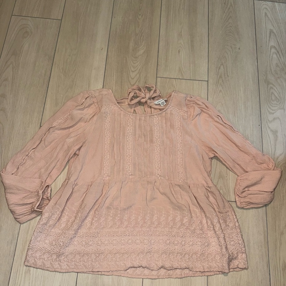American Eagle Women’s Medium Peasant Blouse Pink Lace Detail GUC